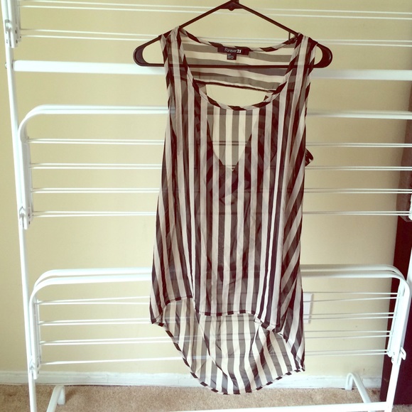 Sheer Striped High-lo tank - Picture 1 of 3