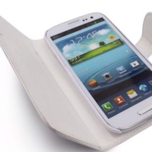 White wallet case cover PU for Samsung galaxy S3