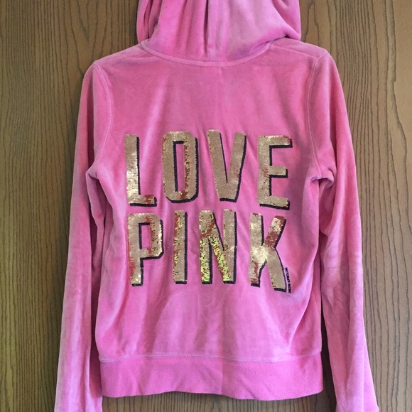 PINK Victoria's Secret Sweaters - VS PINK Sequin Zip Up Hoodie