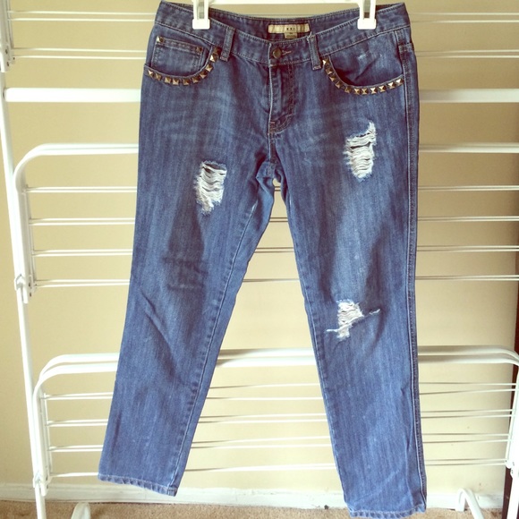 Studded Distressed Skinny Jeans - Picture 1 of 4