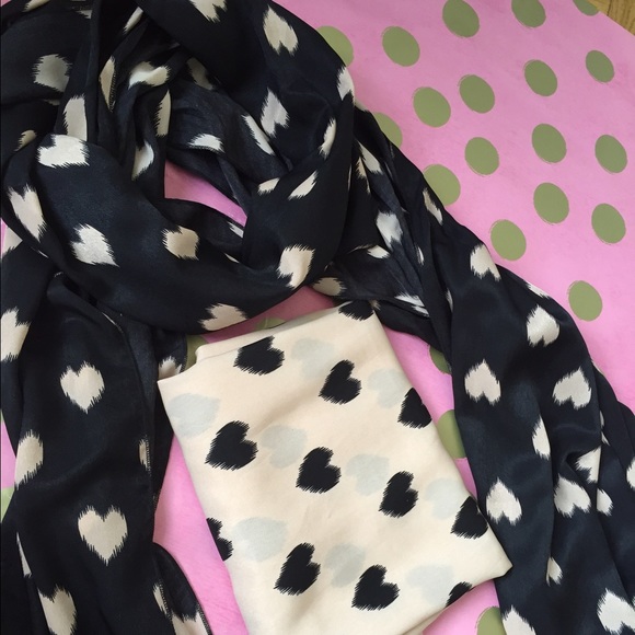 Heart print scarf selling both as a pair.