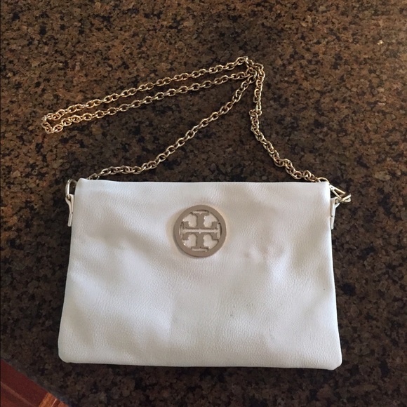 White Small Leather Rose Gold Chain Cross Body Bag