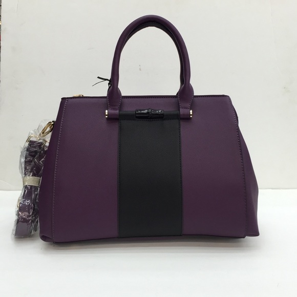 Two tone tote faux saffiano leather bag