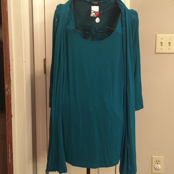 ELEMENTZ GREEN/BLUE  DRESS ATTACHED JACKET - Picture 2 of 3