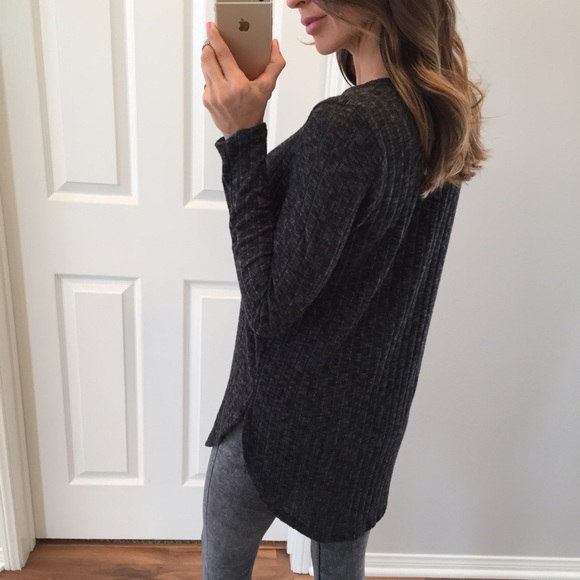 Sold • Charcoal Soft Ribbed Top - Picture 2 of 4