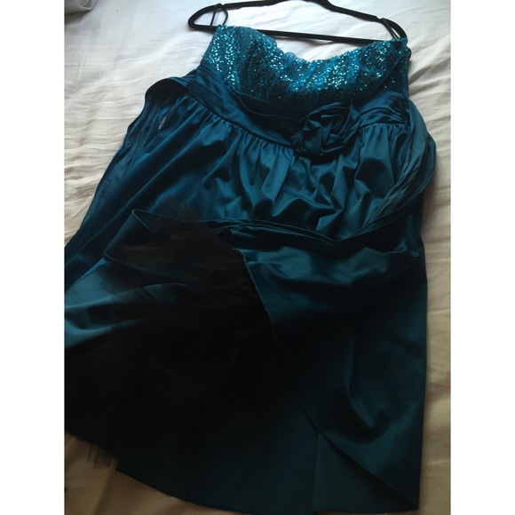Only used once teal strapless homecoming dress