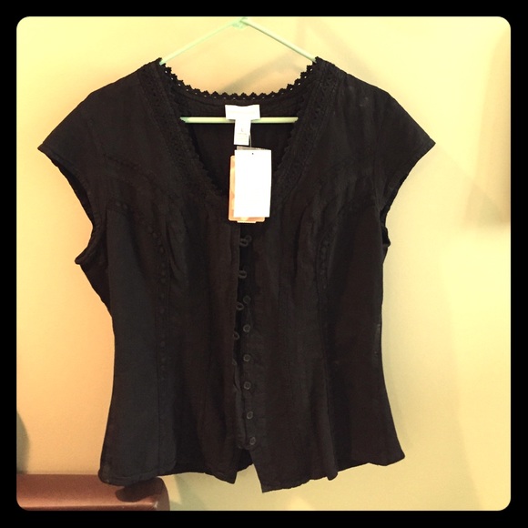 Soft Surroundings short sleeved black blouse