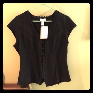 Soft Surroundings short sleeved black blouse