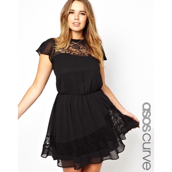 ASOS Curve Skater Dress with Lace