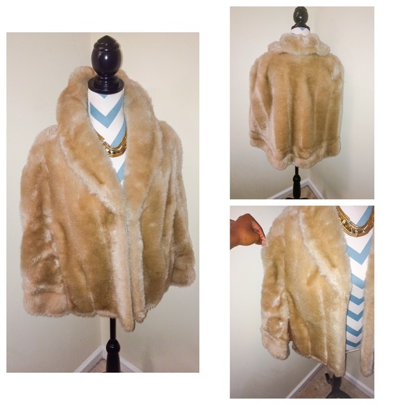 Faux fur vintage cape