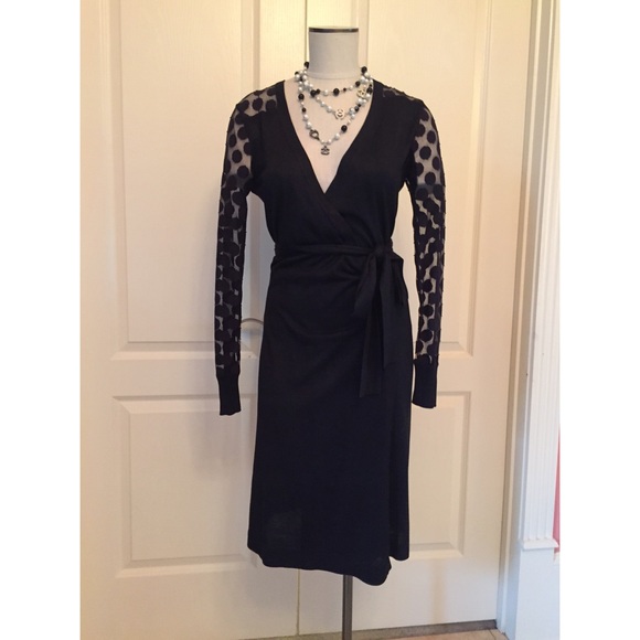 Diane von Furstenberg Linda Dot-Sleeve Wrap Dress