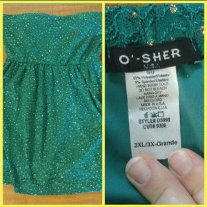 Modcloth Strapless lace and gold dress