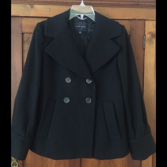 Banana Republic Outerwear - Banana Republic Black Pea Coat, Size S