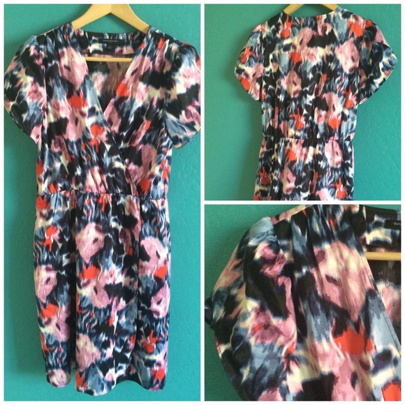 Banana Republic Floral/Abstract Satin-Sheen Dress