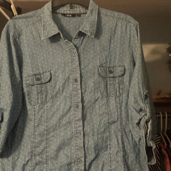 Denim polka dot shirt