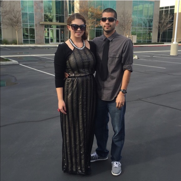 $10 & UNDER SALE! Sequin Halter Semi-Formal Maxi - Picture 2 of 4