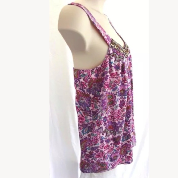 🎉HP 5/20🎉 Express purple floral sequin tank L - Picture 2 of 4