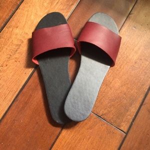 Burgundy, single strap sandals