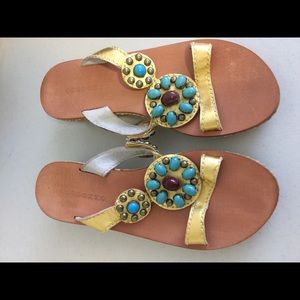 Apepazza BoHo Gold & Turquoise Leather Sandal