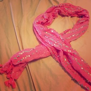 Pink sequin scarf