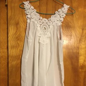 Shear lace white tank top