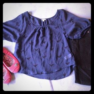 I Love H81 Navy Bird Blouse