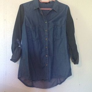 Denim button up top
