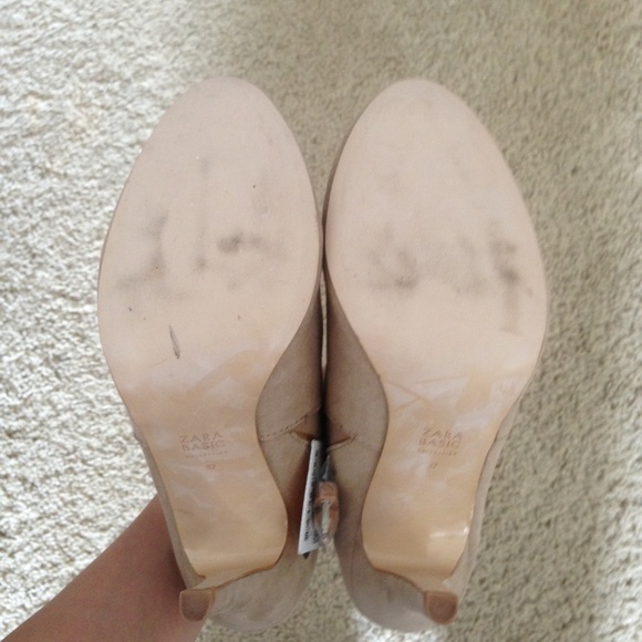 Zara Tan Beige Camel Suede Ankle Boots Booties - Picture 4 of 4