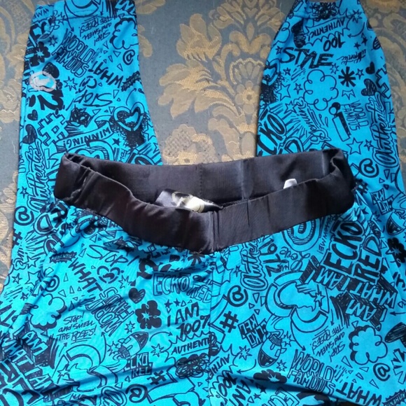 Blue and black leggings