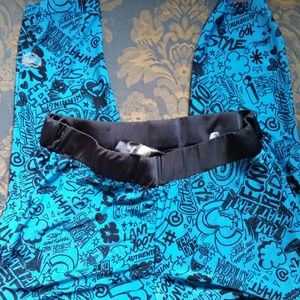 Blue and black leggings