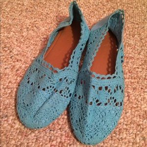Blue Crochet Flats