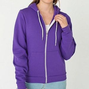 Purple Unisex Zip Flex Fleece Hoodie