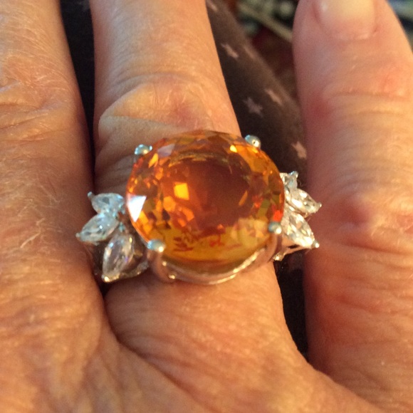 Ring, 10 ct. citrine in sterling, 8 - Picture 2 of 3