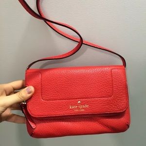 Kate spade red leather crossbody bag