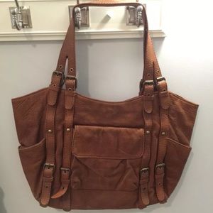 Kooba distressed leather hobo Paige bag in cognac
