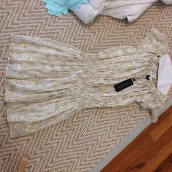 NWT Rachel Zoe White and Gold Dress Sz 4
