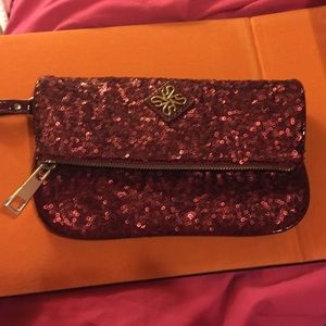 Vera wang red sequin clutch