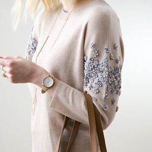 Jcrew floral sequin sweater