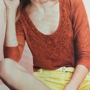 Jcrew Lace Necklace Tee (copper)