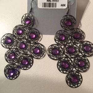 Purple drop earrings