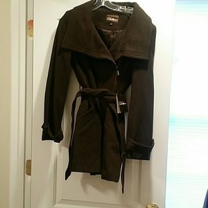 NWT COLE HAAN ESPRESSO  ASYMMETRICAL COAT