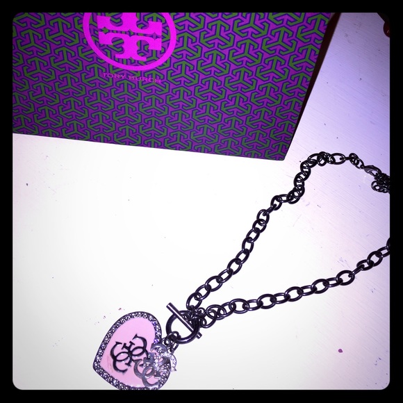 Pink G rhinestone Guess Necklace