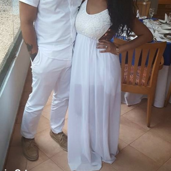 White backless maxi dress