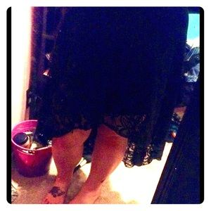 Black Lace High-Low Skirt