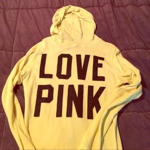 Pink size large zip up hoody, worn condition