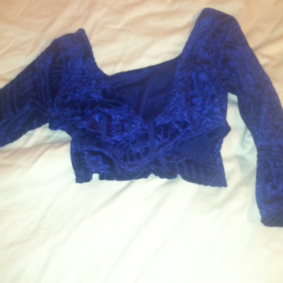 Navy blue satin design crop top with a cross back