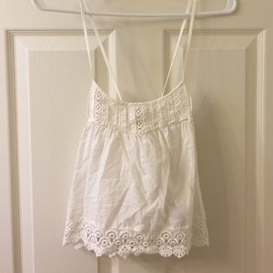 Topshop White Lace Detail Cross-Back Cami