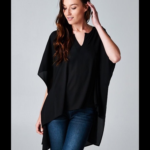 Oversized v neck black tunic - Picture 1 of 4