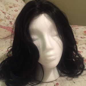 Dark brown lace front wig.