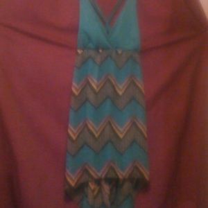 High low sheer skirt dress with open back